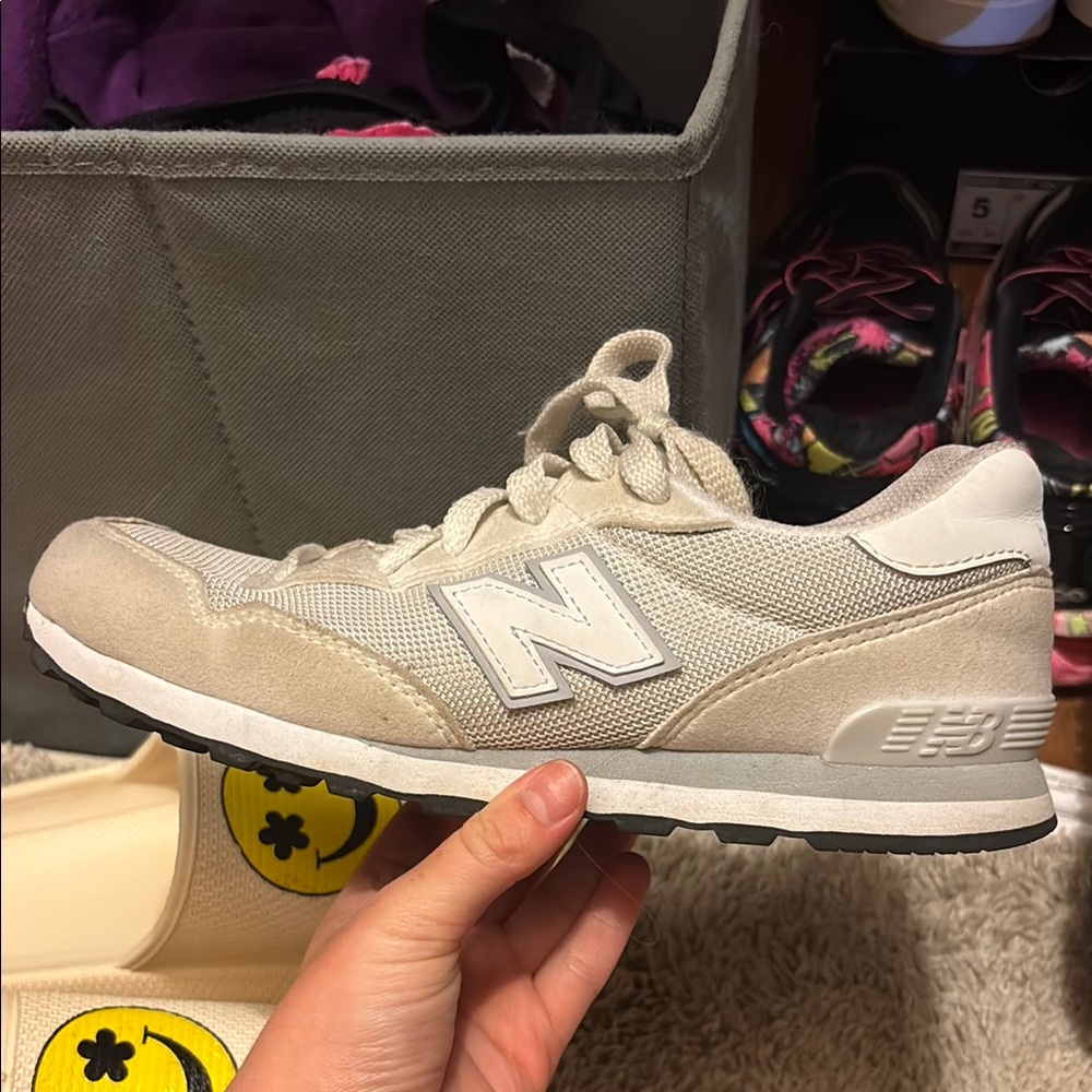 New Balance Cream and White Casual Sneakers